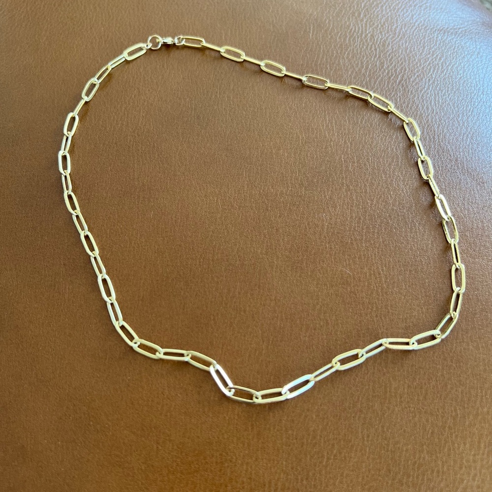 Gold paper clip chain necklace